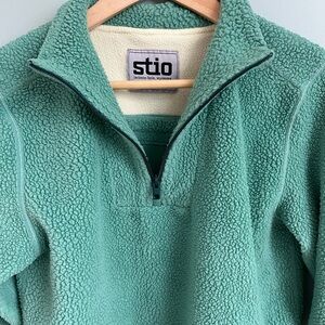Stio Quarter Zip Aqua Green Fleece Jacket